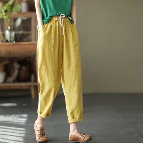 Title 3, Womens Cotton and Linen Retro Turnip Harem Pan...