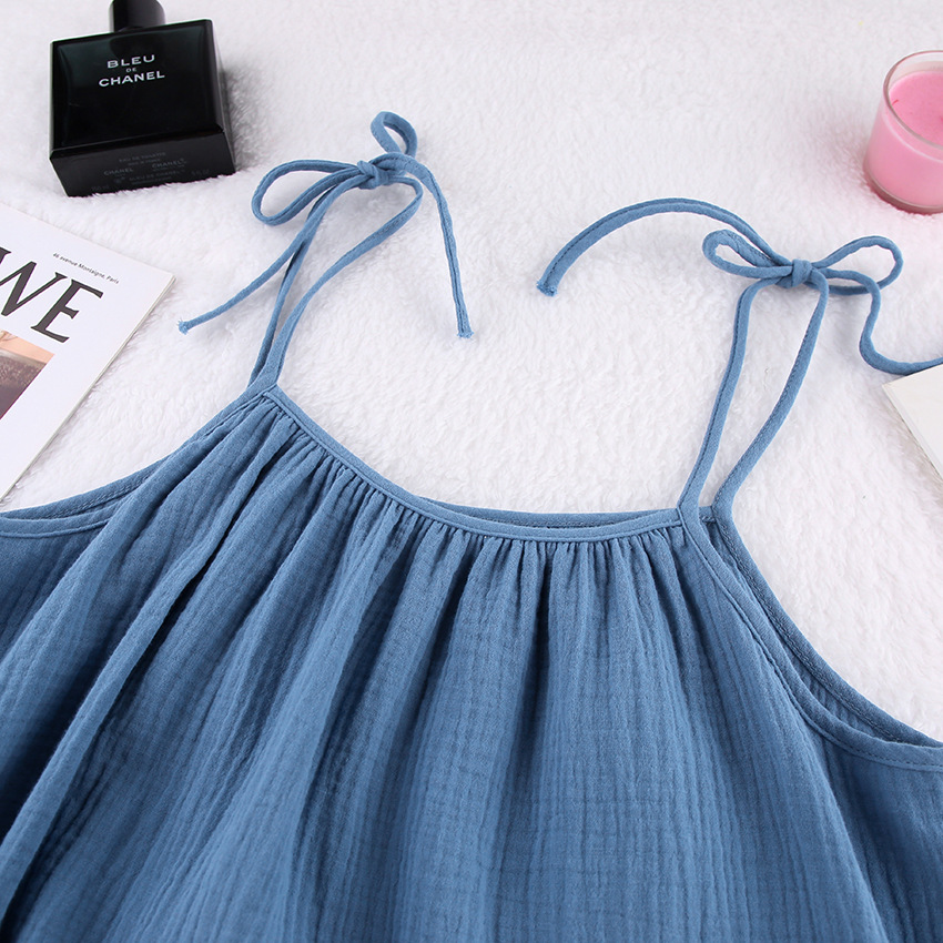 Suspender Pajamas Two-piece Set Double-layer Gauze Trousers Loose Outer Wear Ladies' Homewear