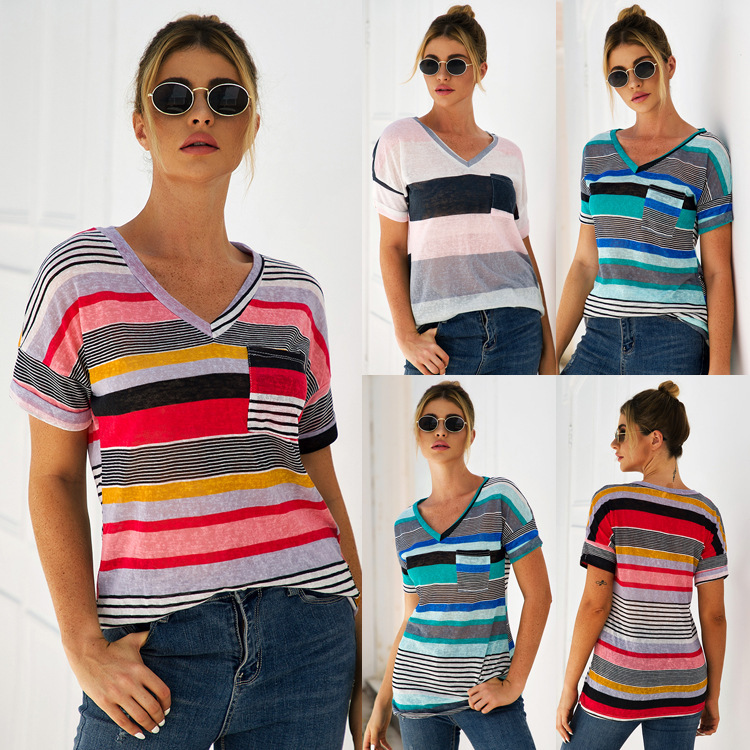 Title 4, Summer Pocket Striped Short Sleeve T Shirt