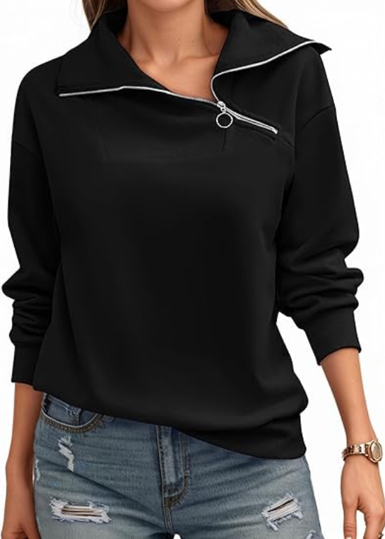Women’s zipper turtleneck pullover sweatshirt