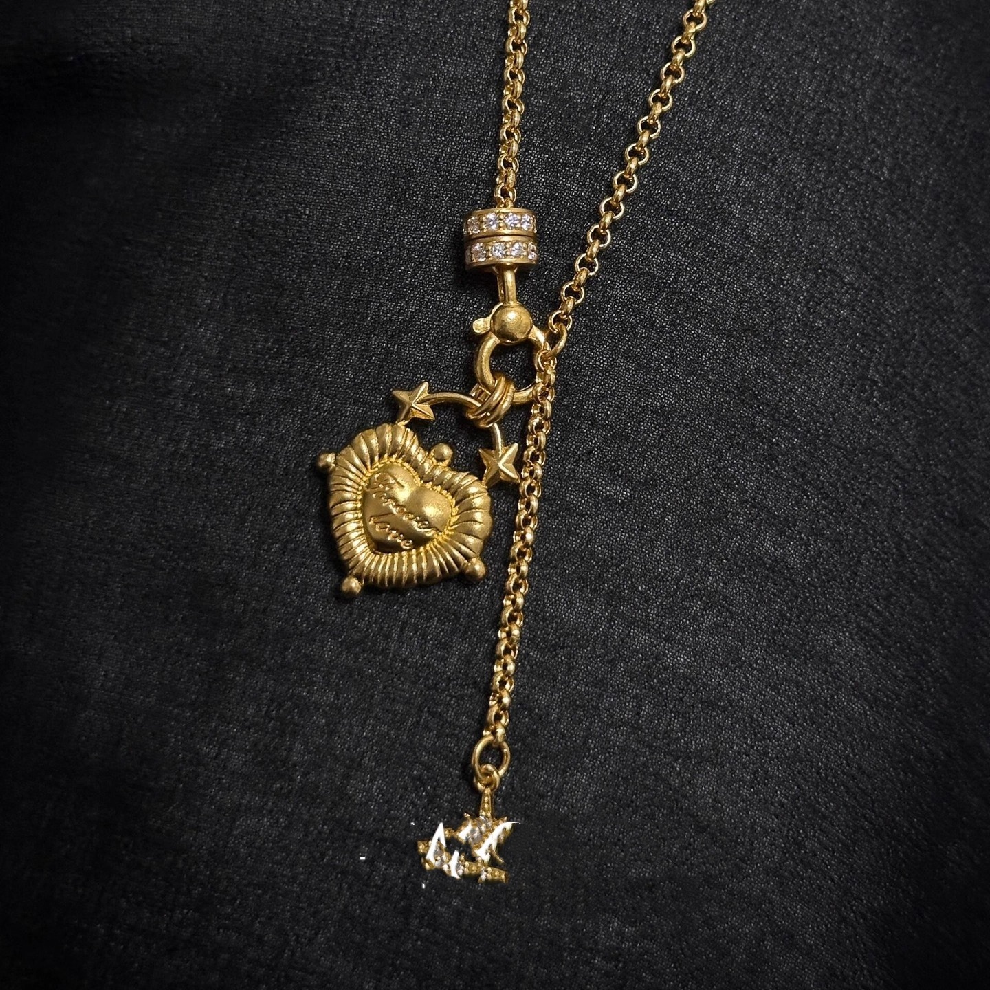 Vintage Solid Heart Pendant Tassel Necklace