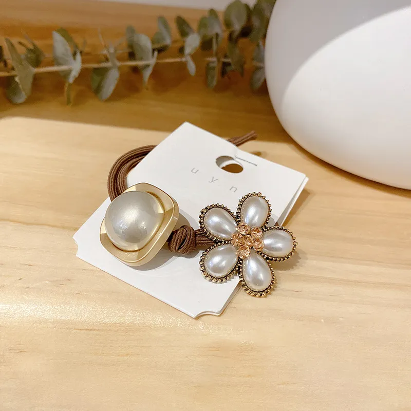 Head Rope Hair Accessories Female Pearl Flower Hair Ring Simple - Gold