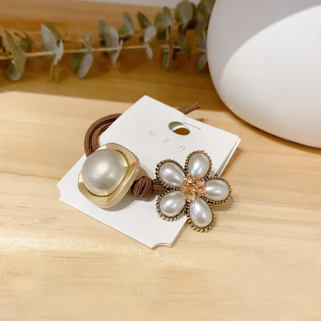 Head Rope Hair Accessories Female Pearl Flower Hair Ring Simple Gold - Shop at LoveMi