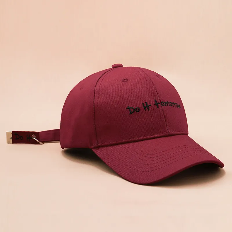 South Korea spring minimalism letter velvet baseball cap - Wine Red