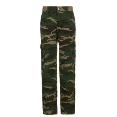 Women's New Vintage Street Style High Waist Thin Denim Camouflage Overalls - Army Green - View 1