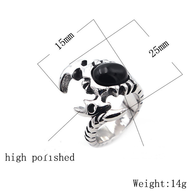 Vintage Men's Titanium Steel Ring Domineering Scorpion Gemstone Stainless