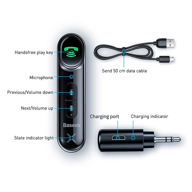 Car Bluetooth Receiver Black Car Hands-free Receiver