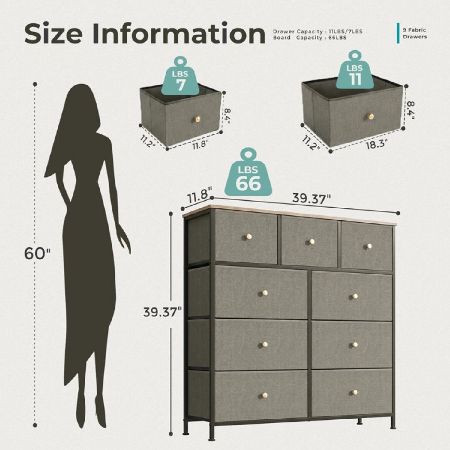 Fabric Dresser For Bedroom, Chest Of Drawers Organizer Storage Cabinet For Closet And Entryway image 11