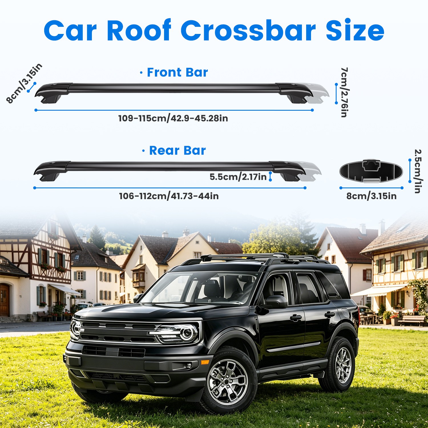 Roof Rack Cross Bars Fit For Ford Bronco Sport 2021-2026 On-Road Off-Road Aluminum Lockable Car Roof Crossbar Set For Factory Raised Side Rails 396LBS Capacity For Luggage Kayak Bike — foto 5