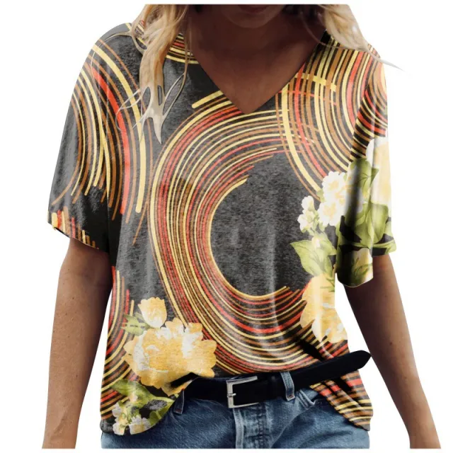 European And American Loose 3DV Neck Short Sleeves Chartreuse - Shop at LoveMi