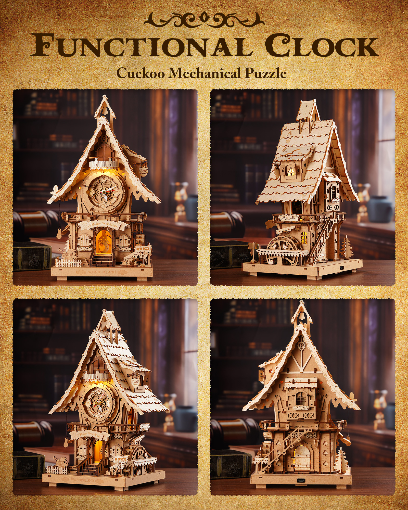 ROKR 3D Wooden Cuckoo Clock Puzzle view 3