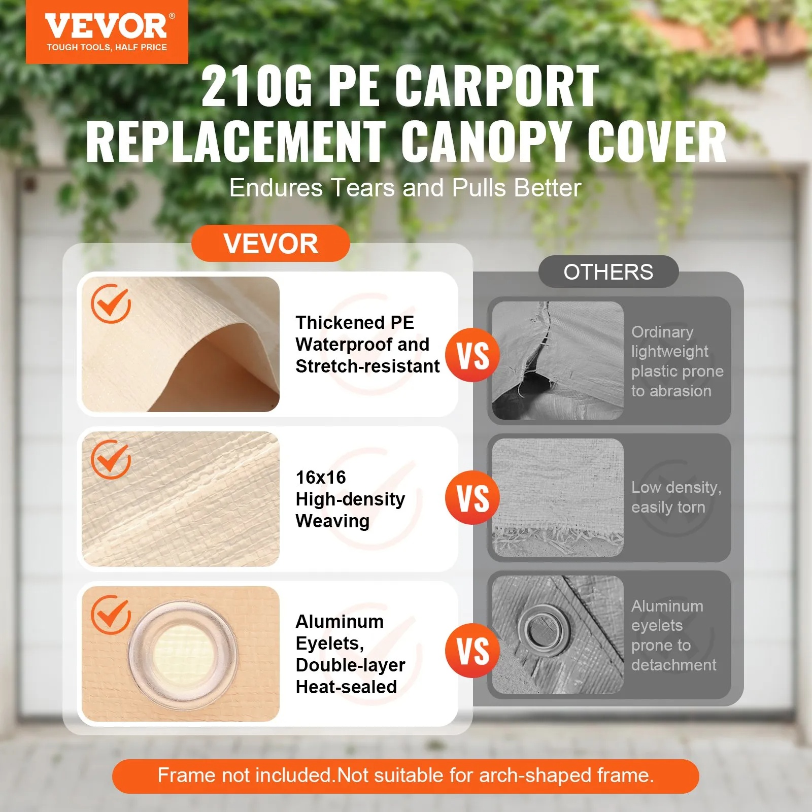 Carport Replacement Canopy Cover 10 X 20 Ft, Garage Top Tent Shelter Tarp Heavy-Duty Waterproof & UV… image 2