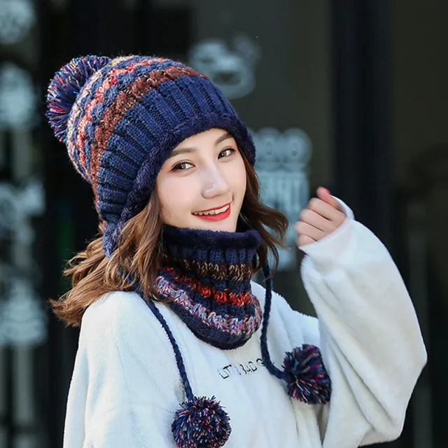Knitted Hat And Scarf Set Navy Blue - Shop at LoveMi