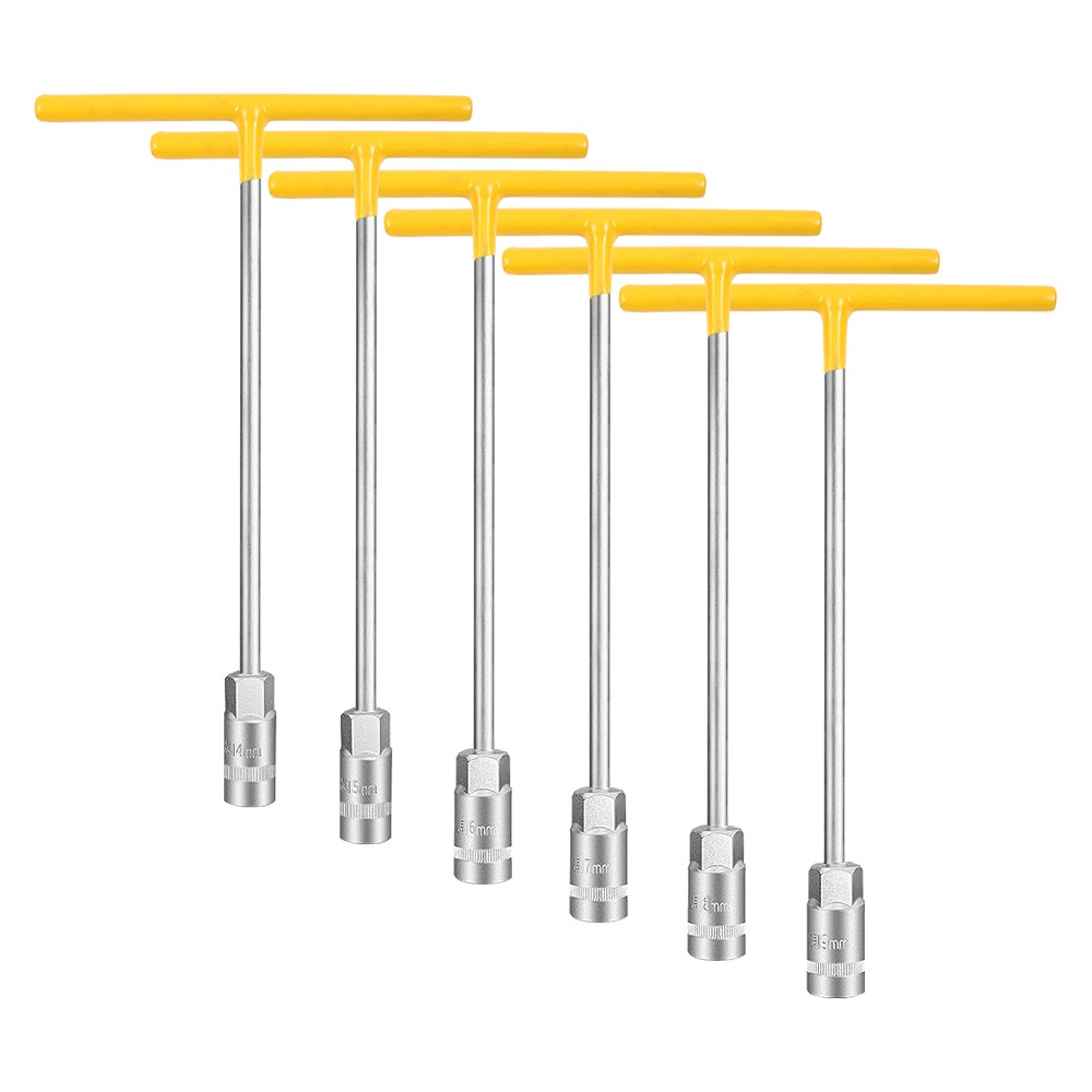 12x Tee Handle Socket Wrench T Bar Deep Long Reach 8-19mm Spanner Set — image 7