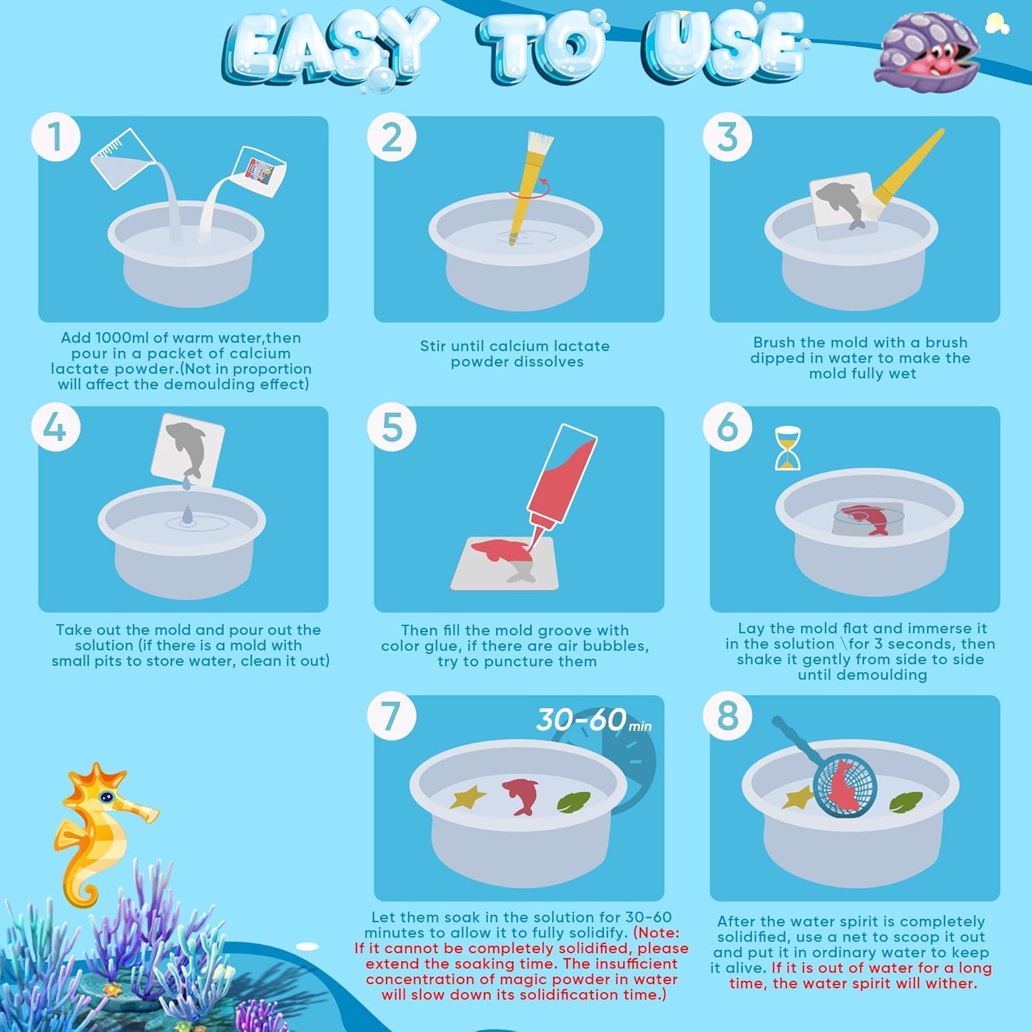 Magic Gel Water Pet Slow-Rebound Toy Set - 20 Types Of Gel, 5 Molds - DIY Crafts For Kids 3, Birthday Party Gifts