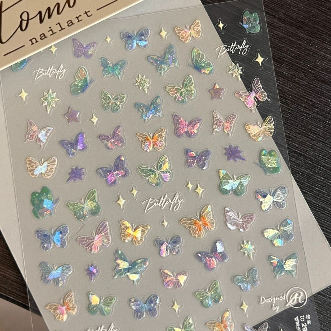 Butterfly Wing Streamer Laser Sticker Advanced Relief Manicure - Image 7