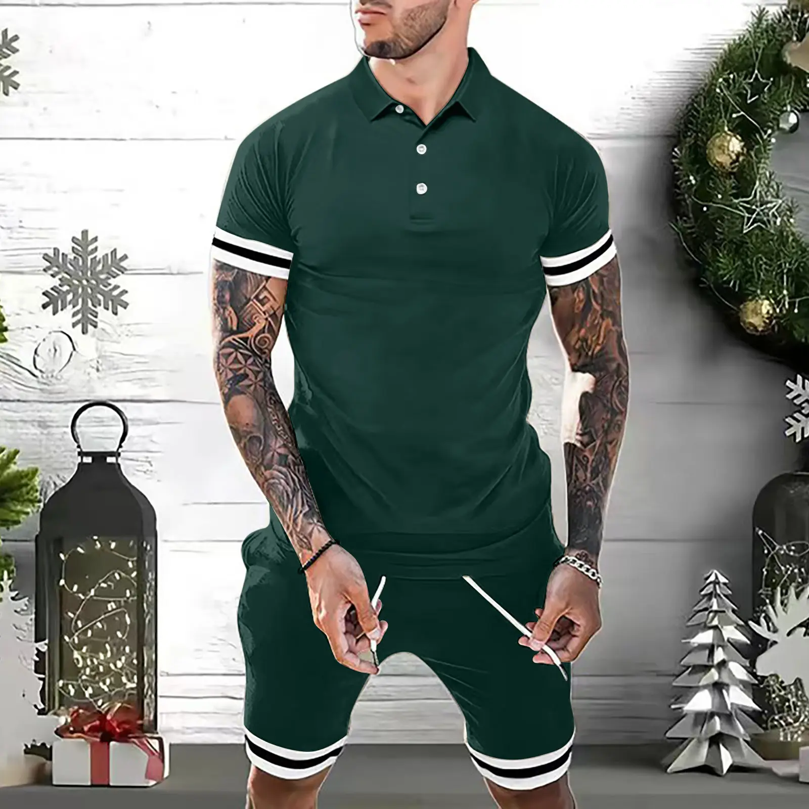 Mens Short Sets Outfits Polo Shirt Fashion