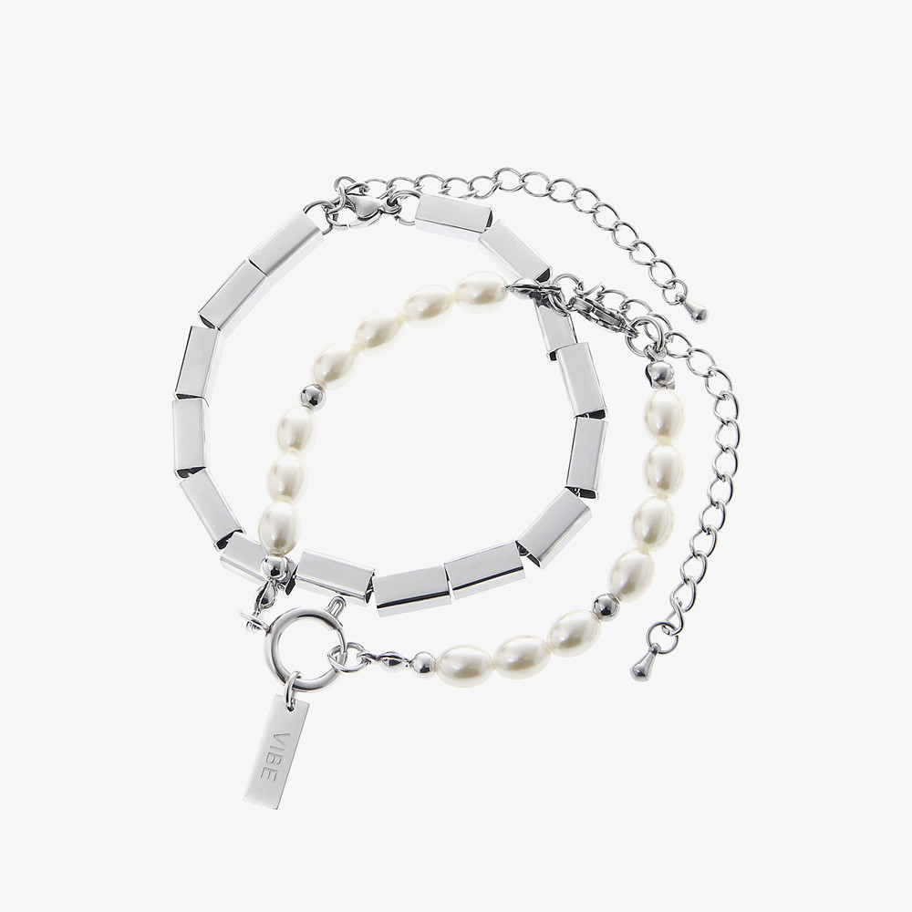 Square Pearl Bracelets For Men And Women Double Stacking Simple