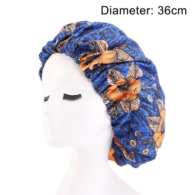 Oversized African Print Double Sleeping Hat Orange Sapphire Blue - Shop at LoveMi