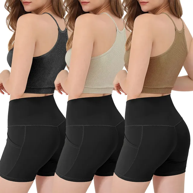 3 Pack Women Crop Basic Tank Top Ribbed Knit Sleeveless Round Neck 9 Color Machine Wash Summer Crop S To XL Beige - Shop at LoveMi