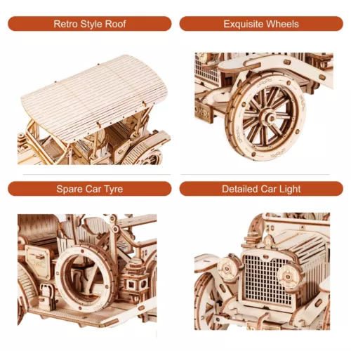 Vintage Car 3D Wooden Puzzle Model Kit. ROKR 3D Wooden Puzzle DIY Model Vintage Car MC801 Building Toys Gifts for Teens. Product Description: ROKR 3D Wooden Puzzle-Mechanical Car Model. Self Building Vehicle Kits-Brain Teaser Toys-Best Gift for Adults and