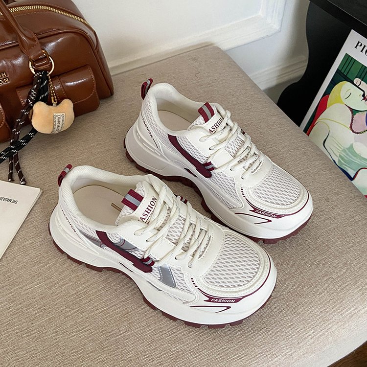 2026 New Women's Breathable Mesh Sneakers Thick Sole, Slimming Design, Lightweight GumpStyle Derby Casual Shoes