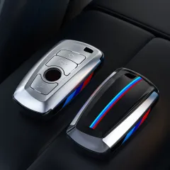 ABS Car Carbon Fiber Pattern Key Cover - Silver - View 1