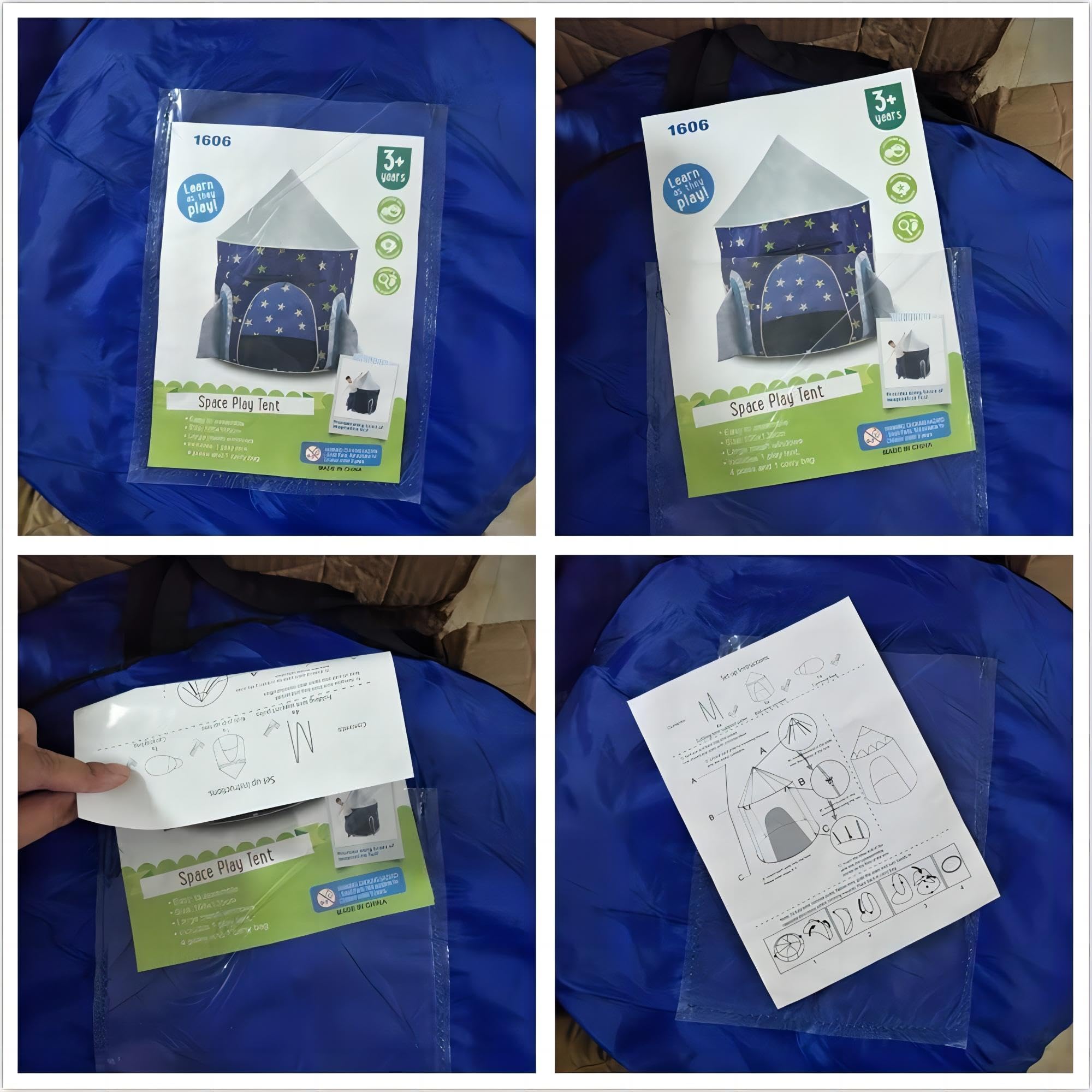 Childrens Play Tents, Playground Indoor Outdoor Gamehouse Toy Hut Easy Fold Pretend Playhouse, Gift For Kids Toddlers, Portable Up Play Teepee W Carry Bag Rocket Space