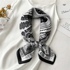 New Women's Scarves 70cm Love Bird Letter Pattern - Fj4552 Beige Black - View 1