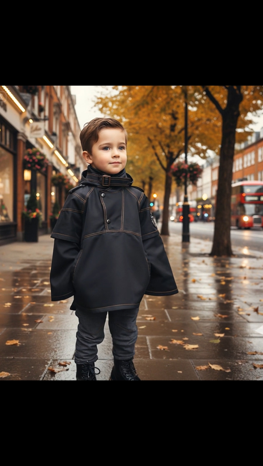 Kids Lightweight Poncho Coat Black Cape Jacket Windproof Spring Age 3-5Y — image 6