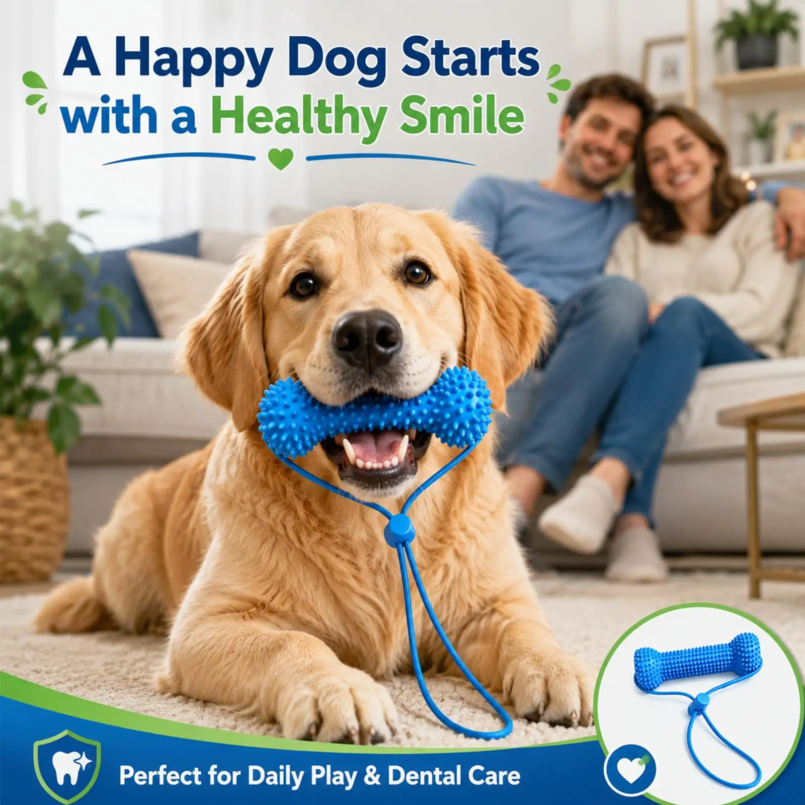 Dual-Action Canine Dental Prop, Dog Dental Chew Toy For Easier Teeth Brushing, Premium Pet Oral Care Accessory Perfect For Small Medium And Large Size Dogs  2PC