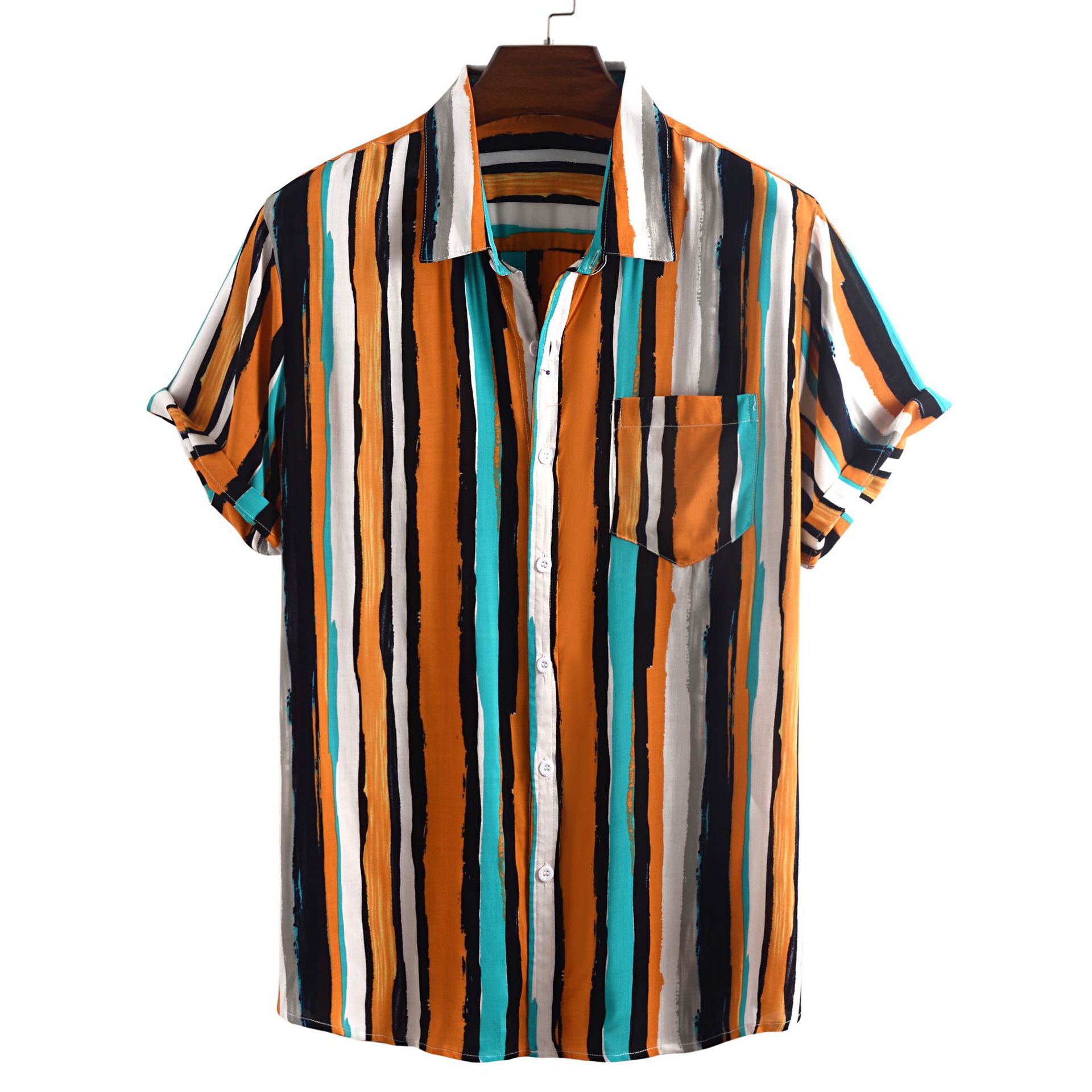 Title 4, Heren Zomer Shirt met Korte Mouwen Gestreept. K...