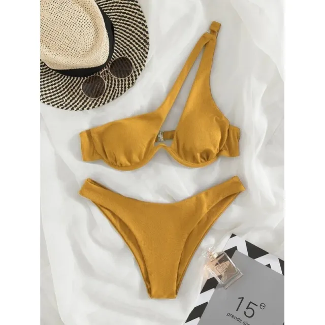 Multicolor Bikini Pit Double Fabric Swimsuit Yellow - Shop at LoveMi
