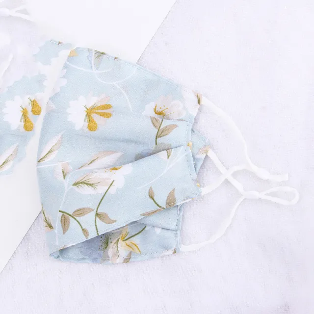 Cool Ladies Ice Silk Print Breathable Sunshade Mask Water Green Flower Color - Shop at LoveMi