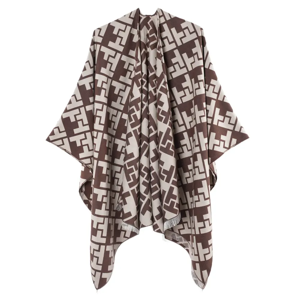 Women's Letter Print Split-Hem Shawl