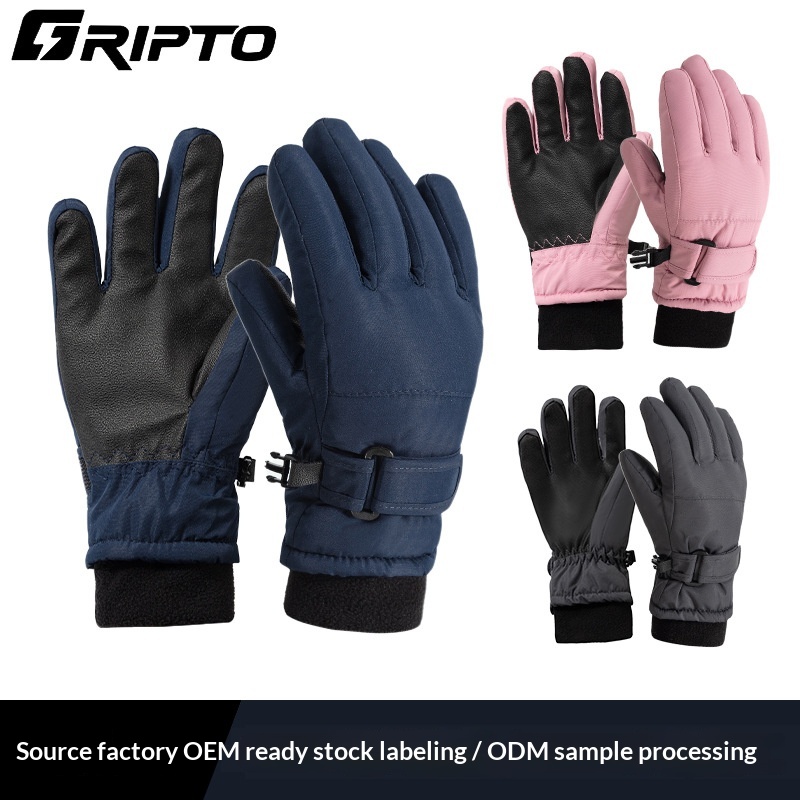 Cross-Border Winter Ski Gloves For Teenagers, Men And Women, Windproof, Waterproof, Fleece-Lined, Thickened, Warm, Suitable For Cycling, Windproof And Warm
