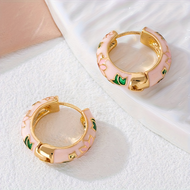 1 Pair Fashion Exquisite Enamel Round Earrings For Women, Daily Commute Wear thumbnail 4