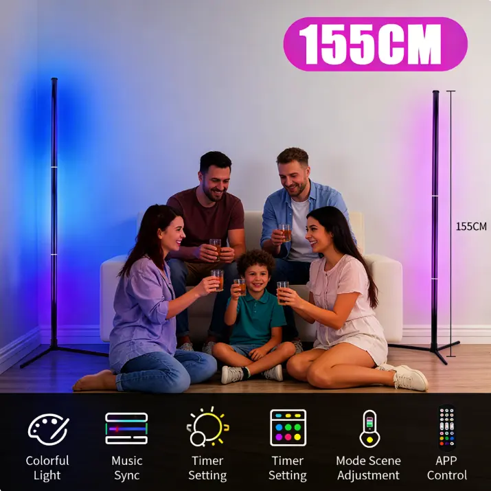 10W RGB LED Corner Floor Lamp Remote