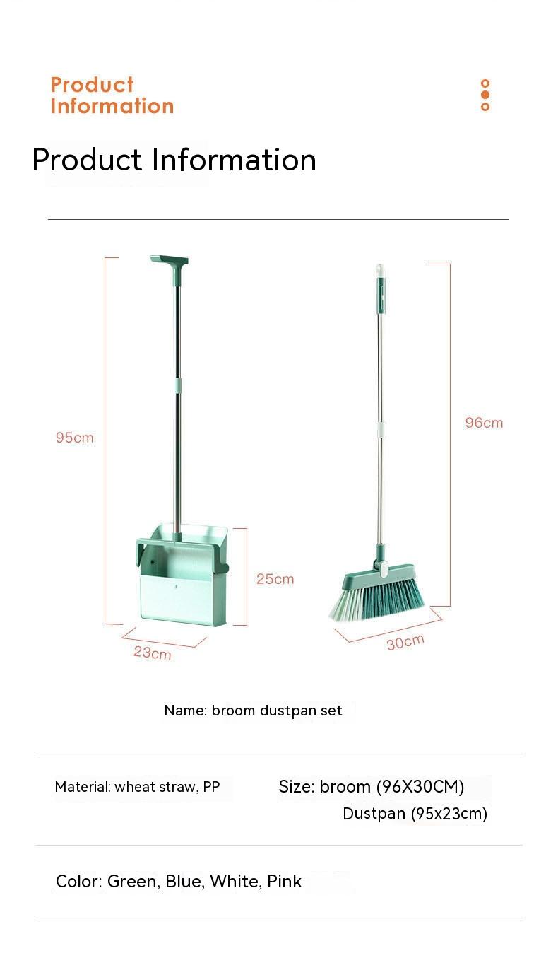 Standing Broom With Comb Teeth Dustpan Set 7