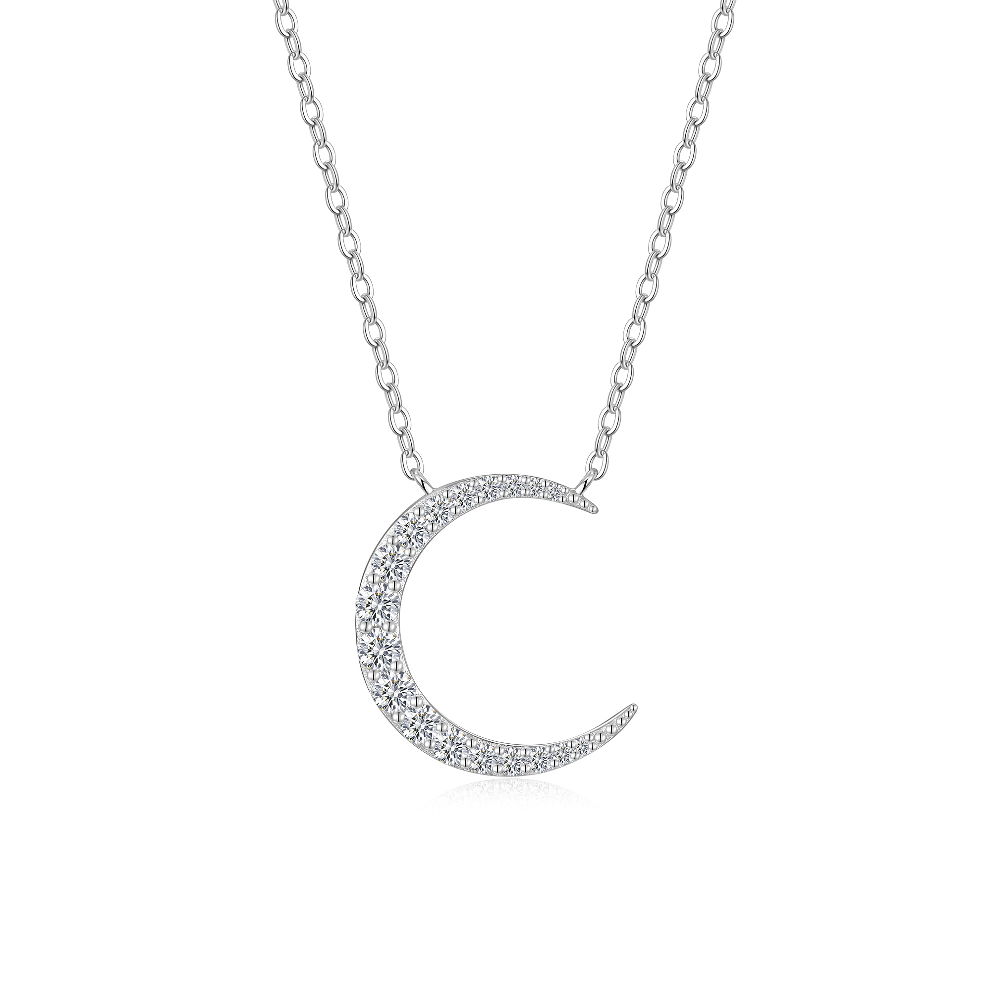 A Luxurious And Fashionable Minimalist Jewelry Pendant Necklace Featuring Top-quality Moissanite, Made Of S925 Silver Electroplated With Platinum.