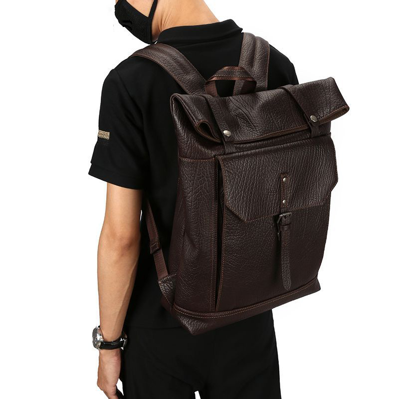 Men's Fashion Leather Large Capacity Shoulder Backpack