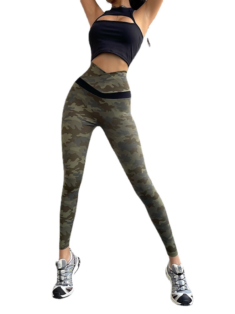 High Waist Camouflage European And American Fitness Pants