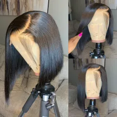 Short Bob Wig Straight 13x4 Transparent Lace Frontal Human - 10Inch - View 1