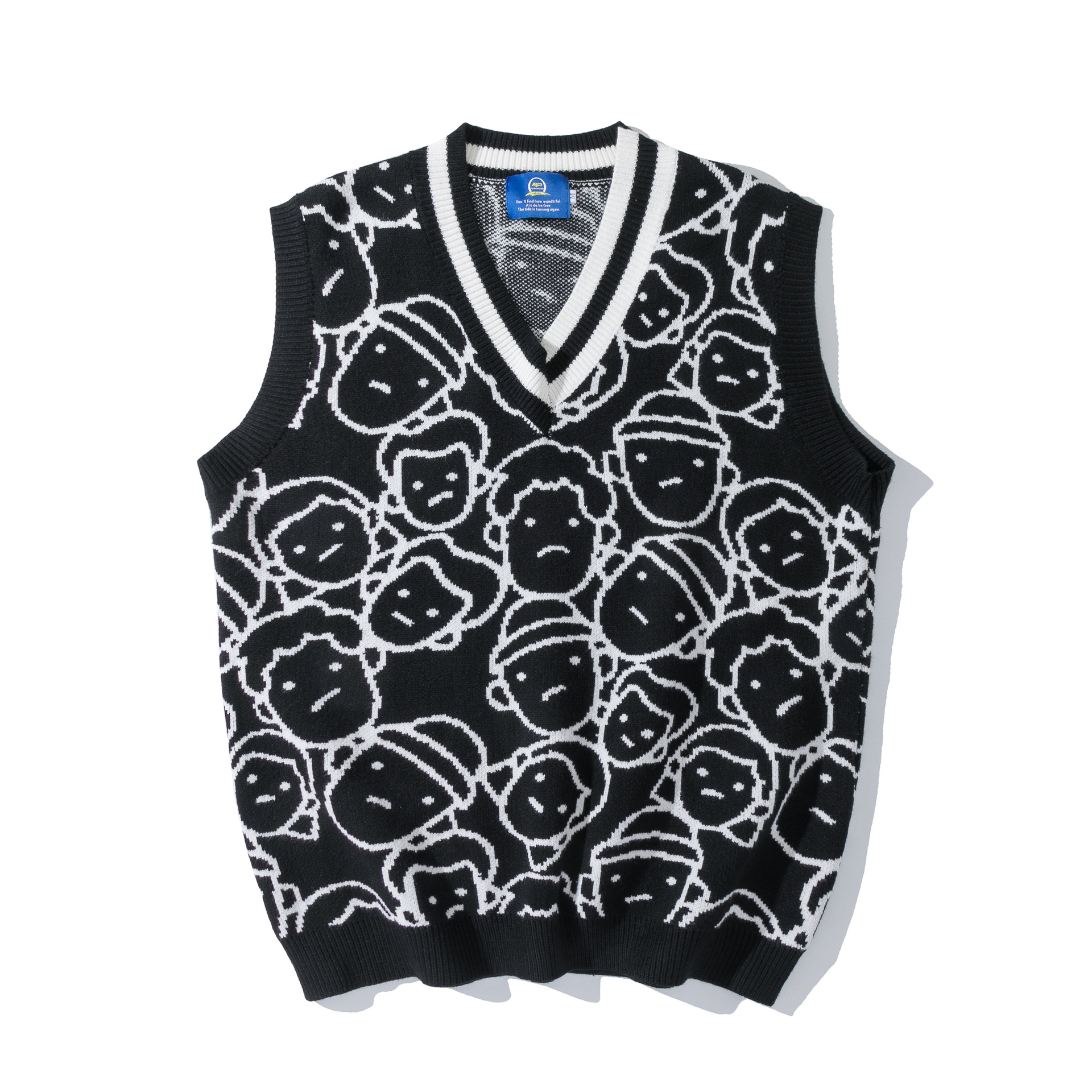 Knit Sweater Couple Printing Sleeveless Sweater Men