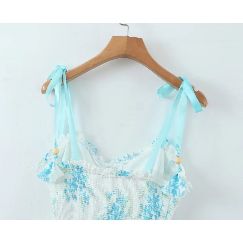 Women's Fashionable Simple Sweet Embroidered Shoulder Strap Dress