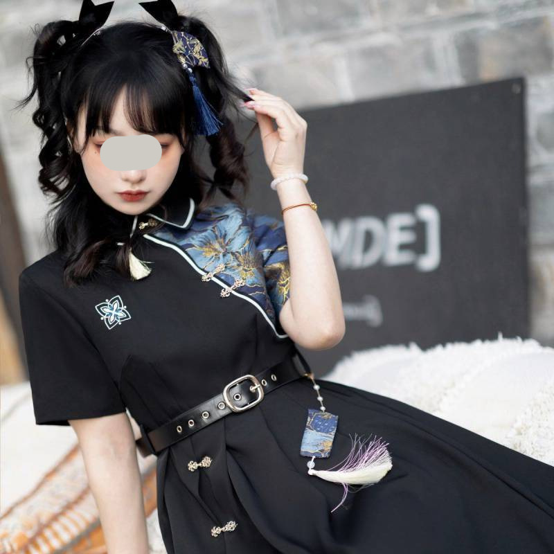 Women's Improved Han Elements Short Sleeve Dress Hanfu