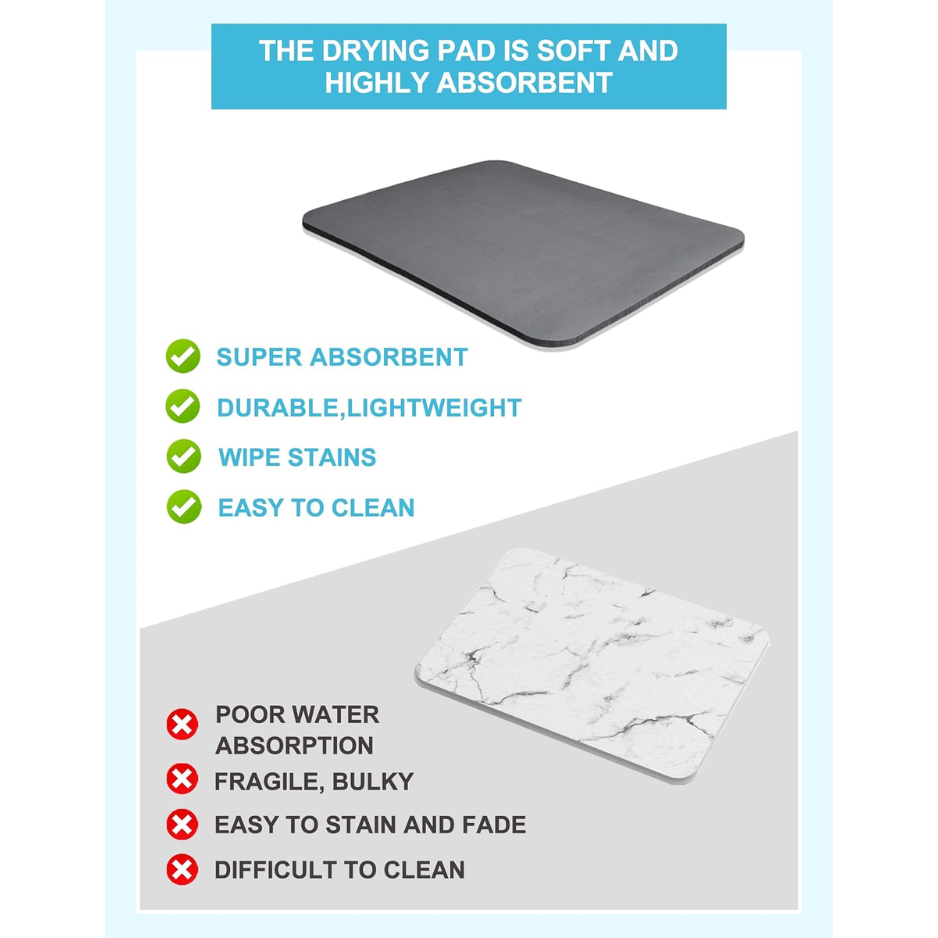 Dish Drying Mat For Kitchen Counter, 12x19 Pad With Rubber Backed 5