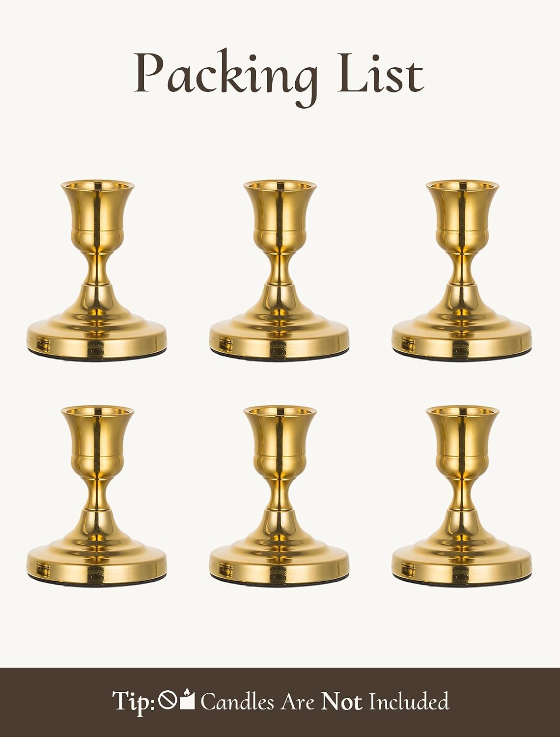Gold Candlestick Holders 6 PCS, Vintage Taper Candle Holders For Table, Wedding, Party And Home Decor 2