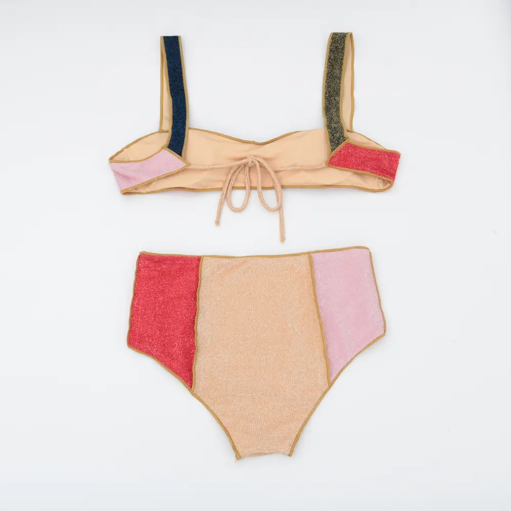 Ladies Bikini High Waist I Gold Silk Swimsuit