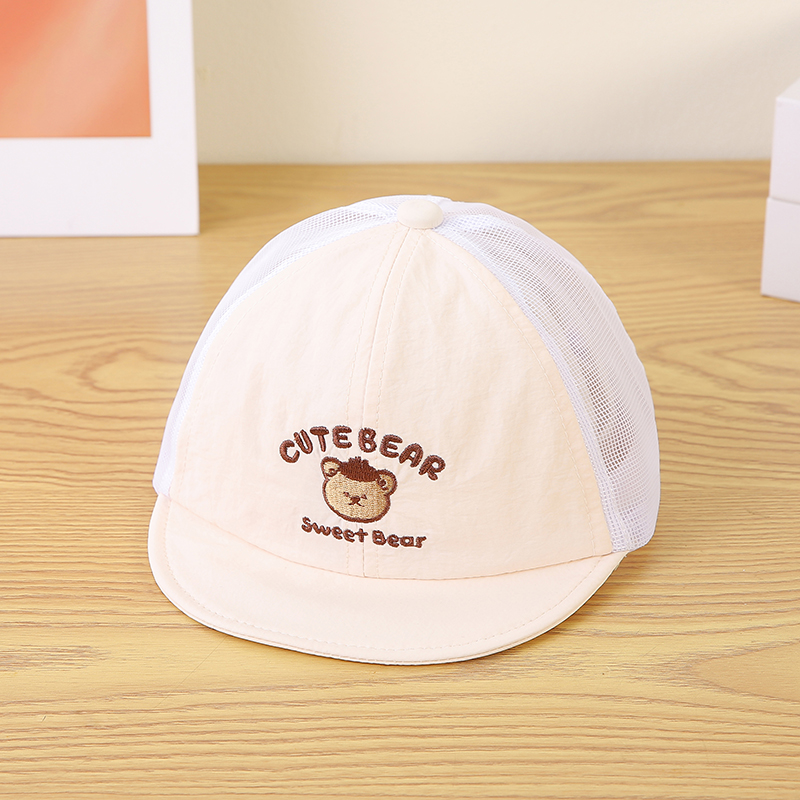 Children's Cartoon Pattern Letter Embroidered Patchwork Net Fabric Breathable And Cool Fashion Short-brimmed Baseball Cap Suitable For Shopping And Traveling